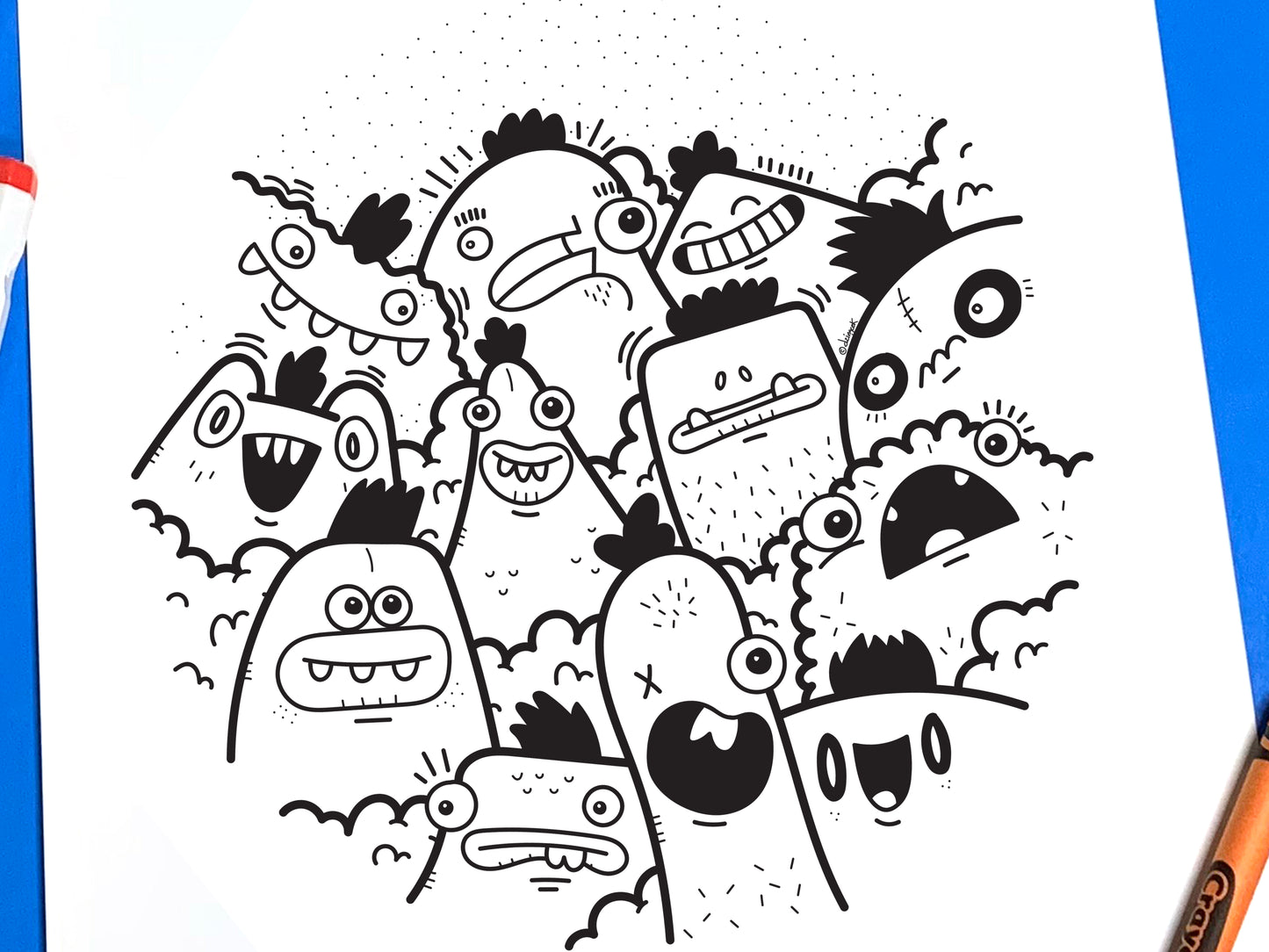 Oodles and Oodles of Monster Doodles Coloring Book - Printable Download