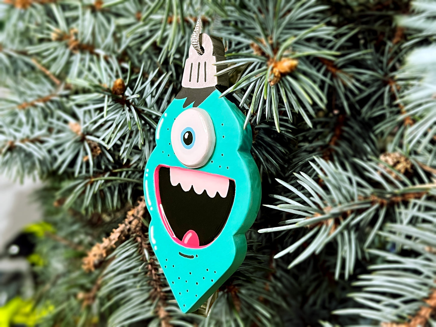 Handmade Wooden Monster Christmas Tree Ornament