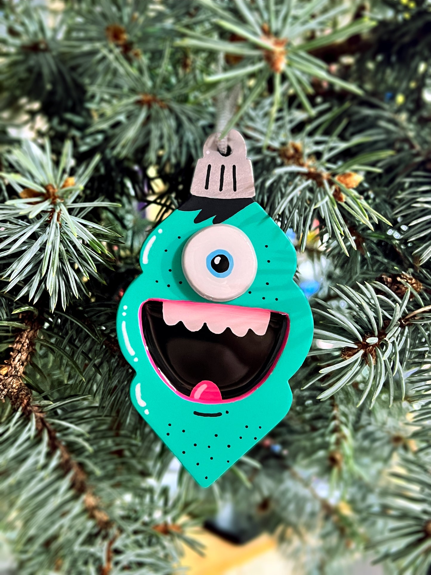 Handmade Wooden Monster Christmas Tree Ornament